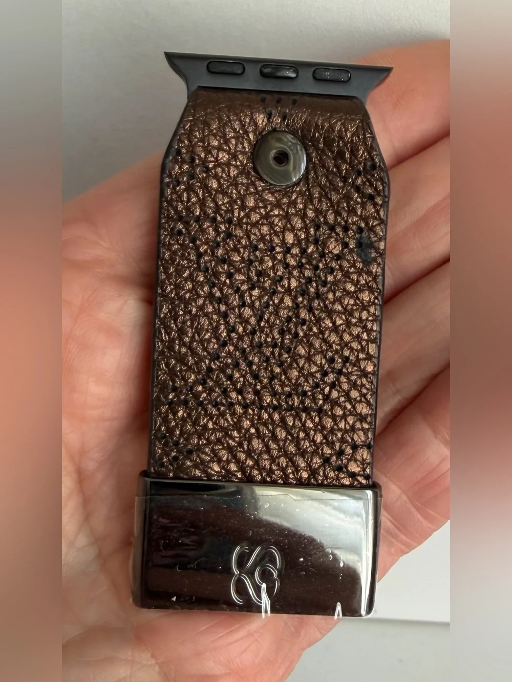 Upcycled bronze mahina leather Spark*l band for Apple Watch, size 6.25” or less